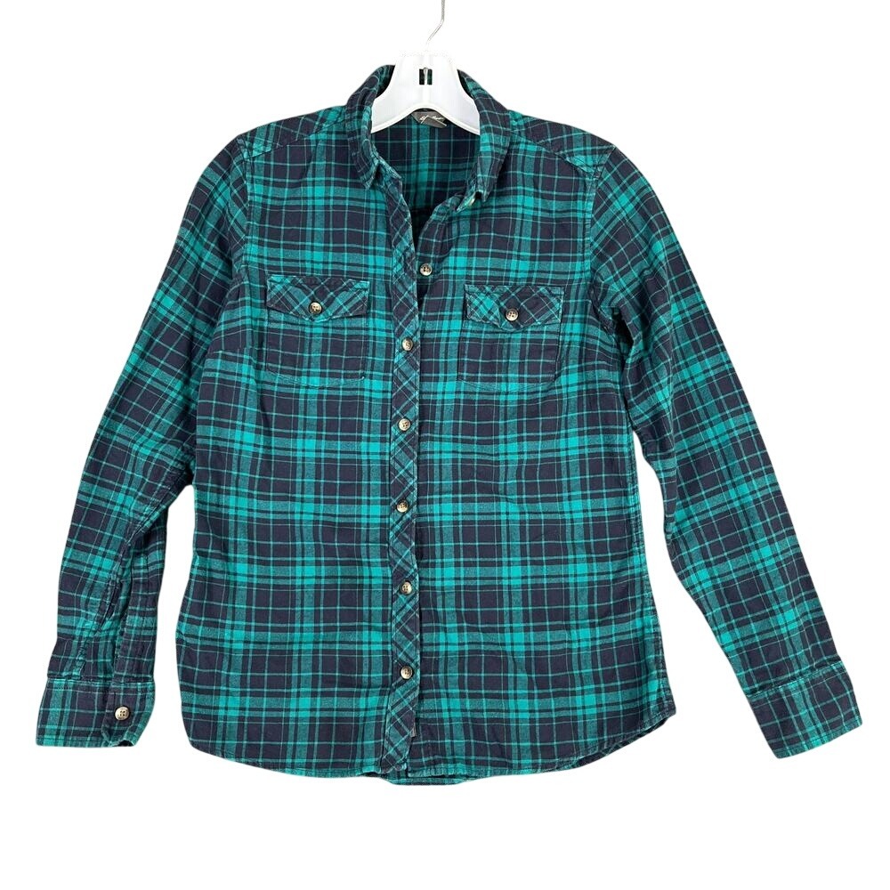 Eddie Bauer Plaid Flannel Shirt Women‎ XS Utility Field Heritage Core Trail Wear